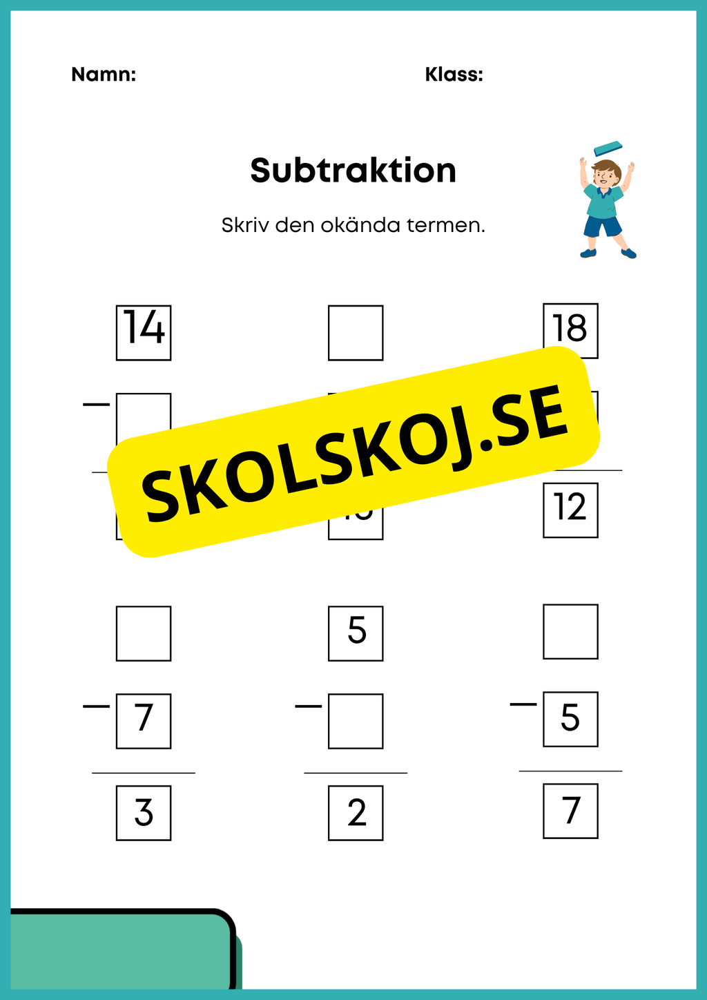 Addition och subtraktion med okända termer