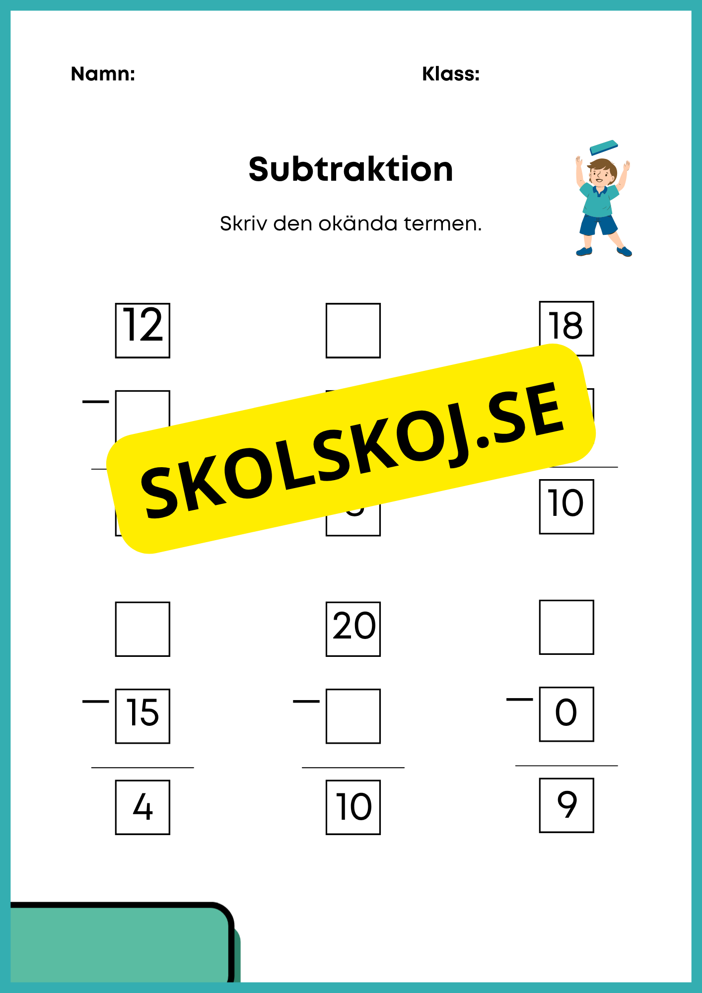 Addition och subtraktion med okända termer