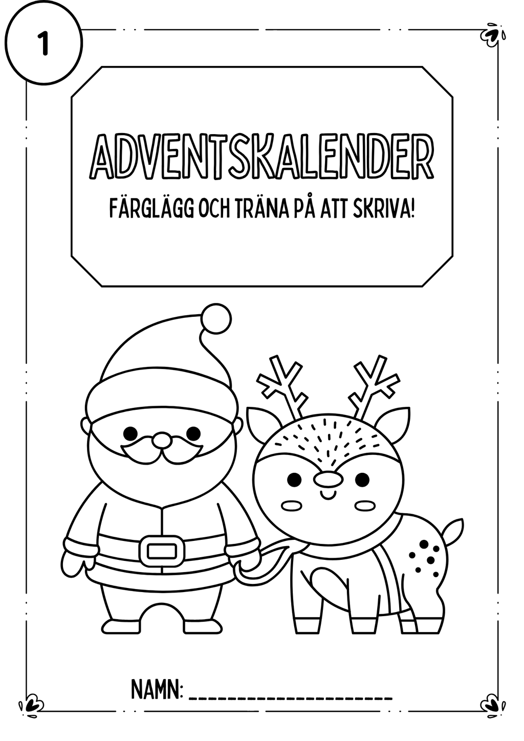 Adventskalender- färglägg och fyll i meningarna