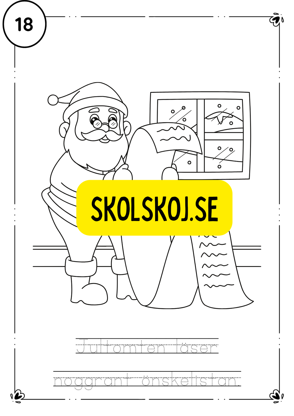Adventskalender- färglägg och fyll i meningarna