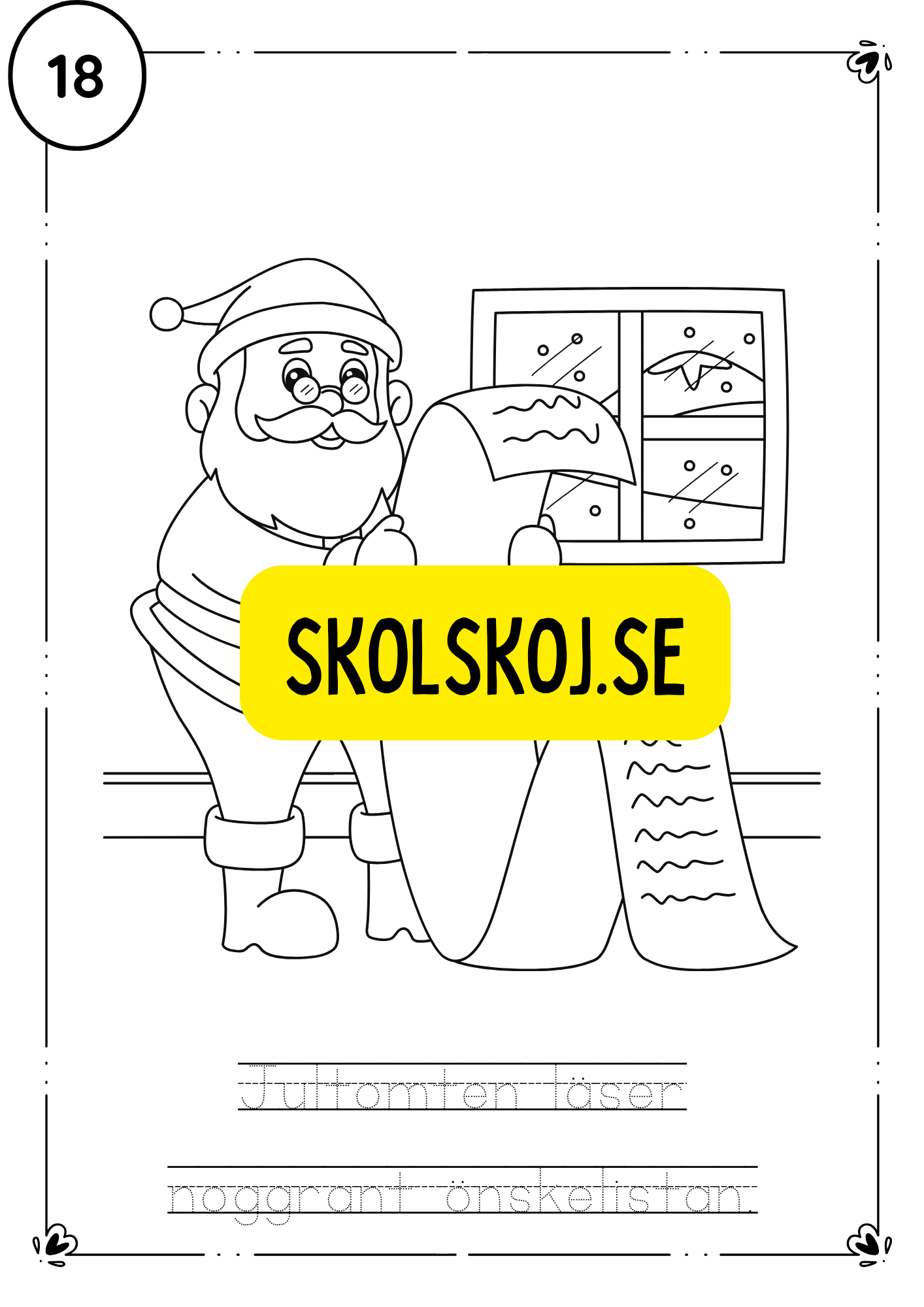 Adventskalender- färglägg och fyll i meningarna