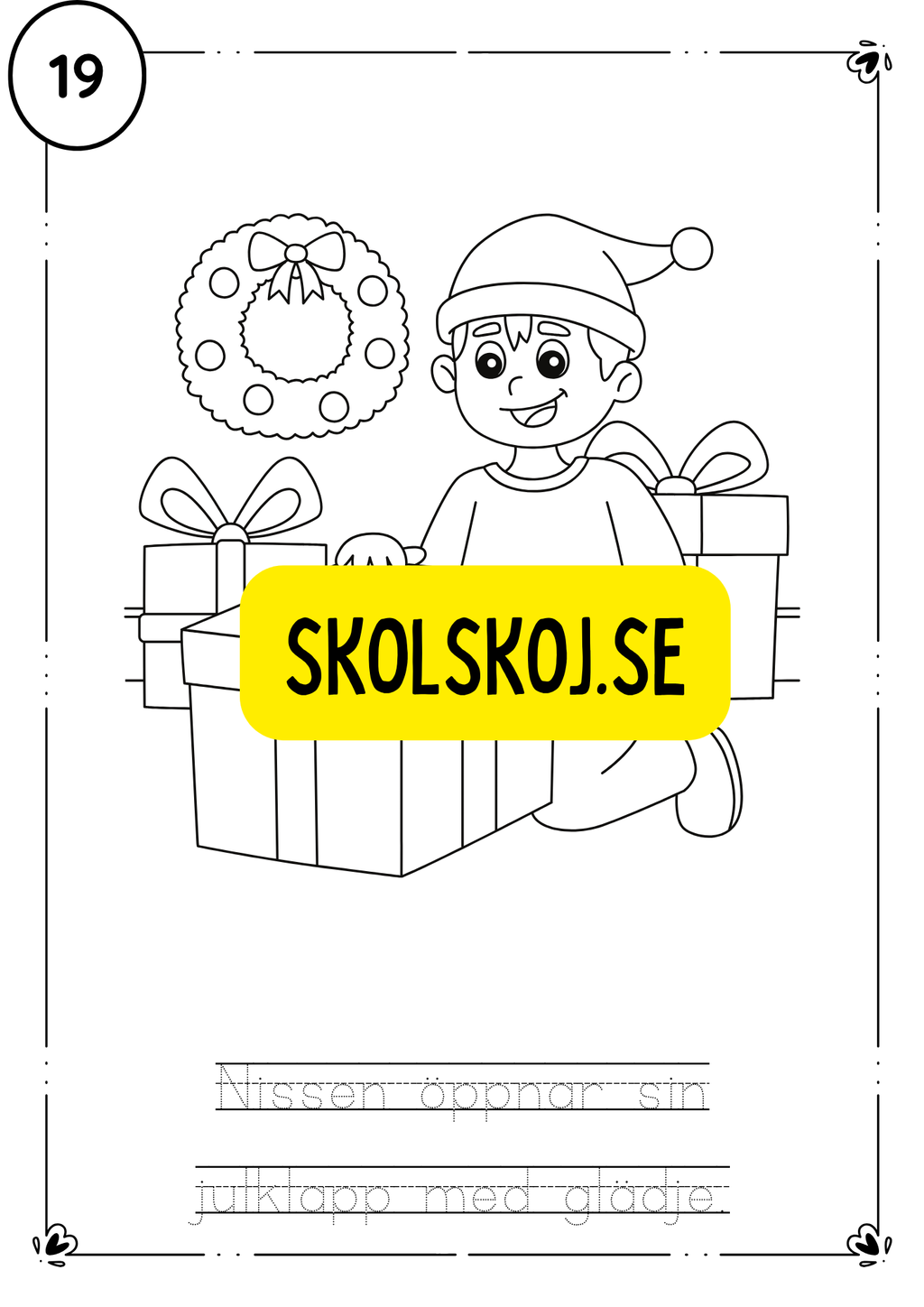 Adventskalender- färglägg och fyll i meningarna