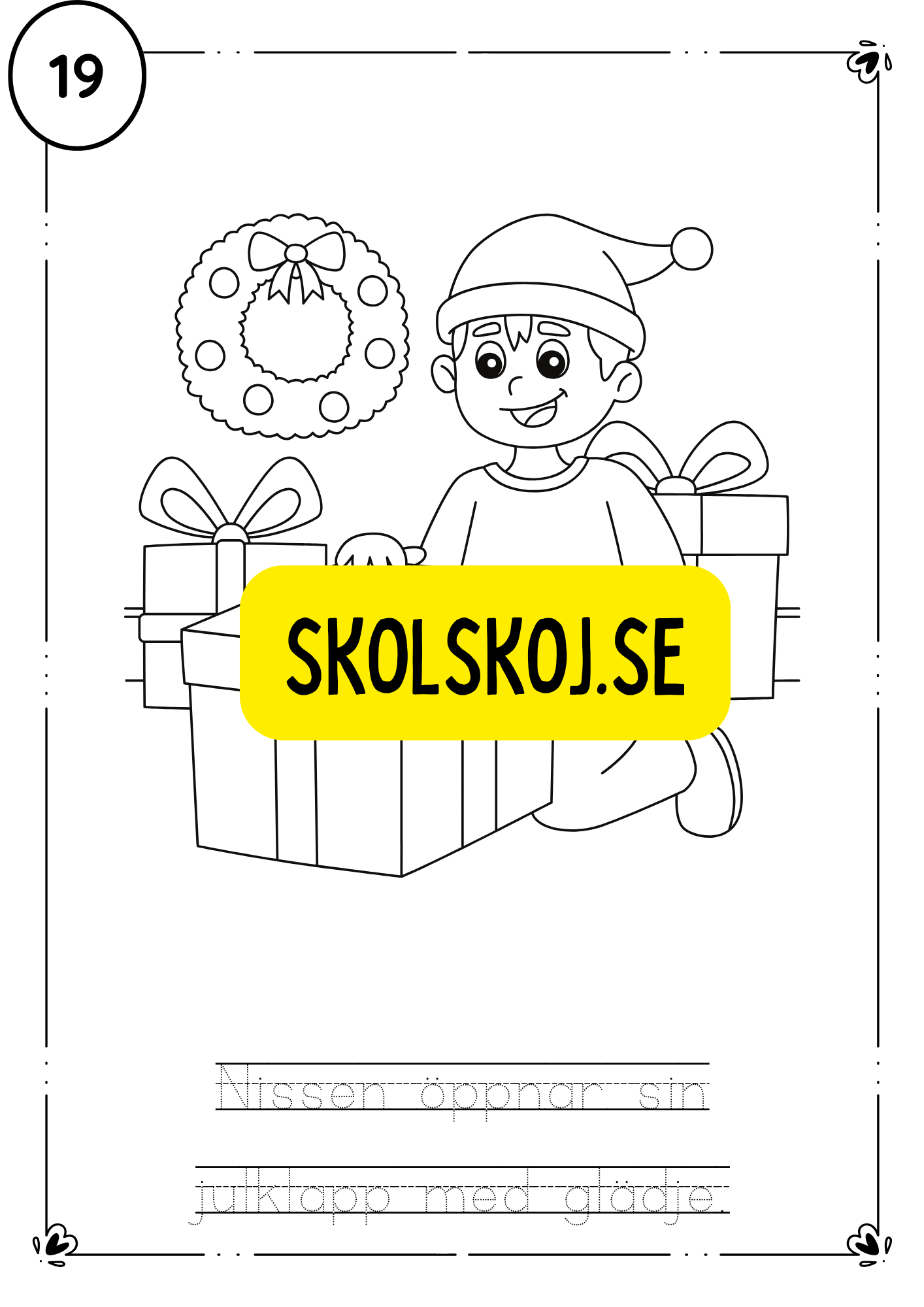 Adventskalender- färglägg och fyll i meningarna