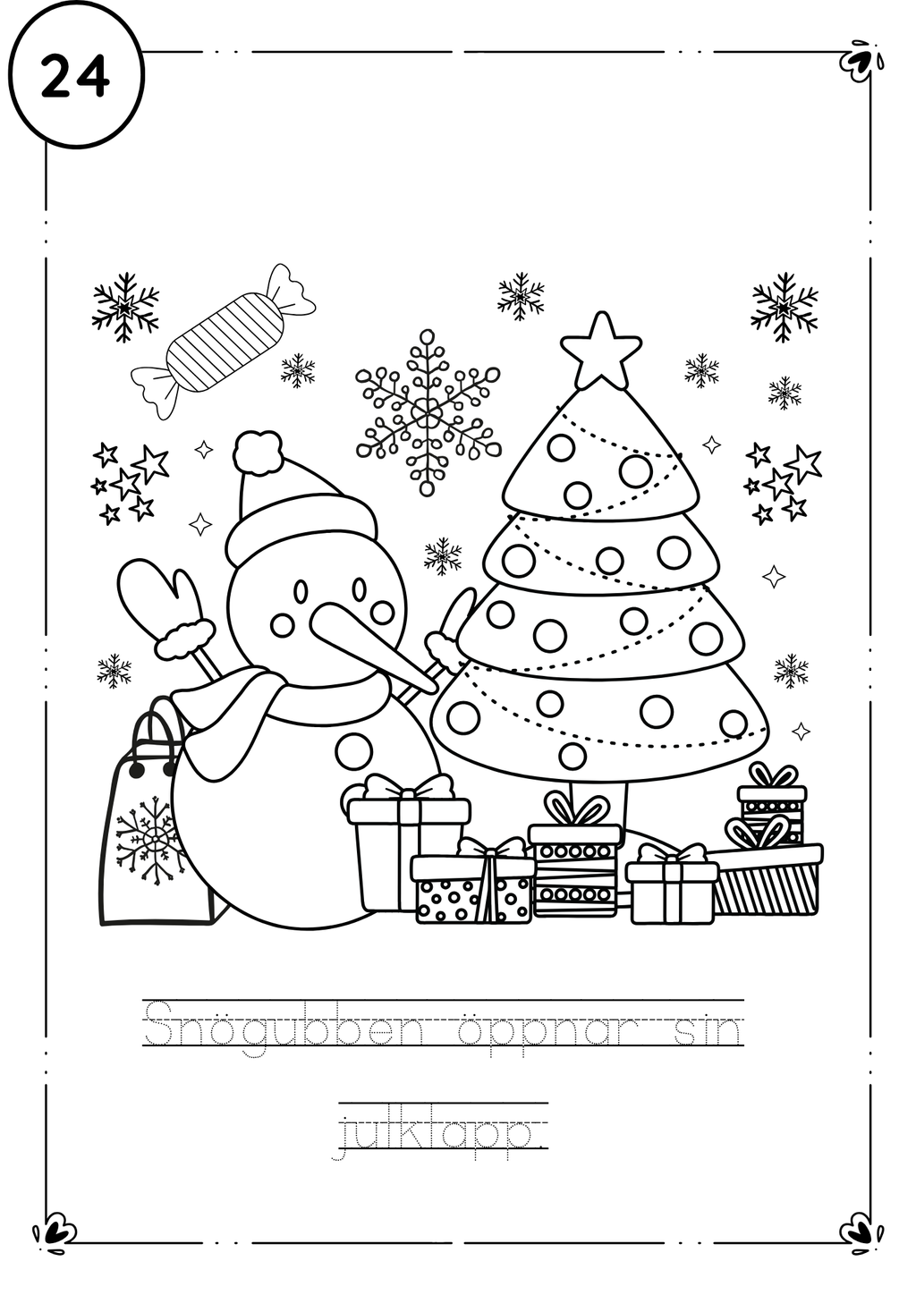 Adventskalender- färglägg och fyll i meningarna
