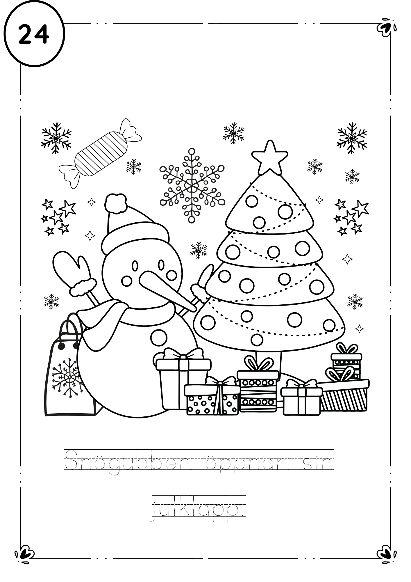 Adventskalender- färglägg och fyll i meningarna