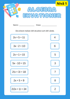 Algebra och ekvationer - Tre olika nivåer