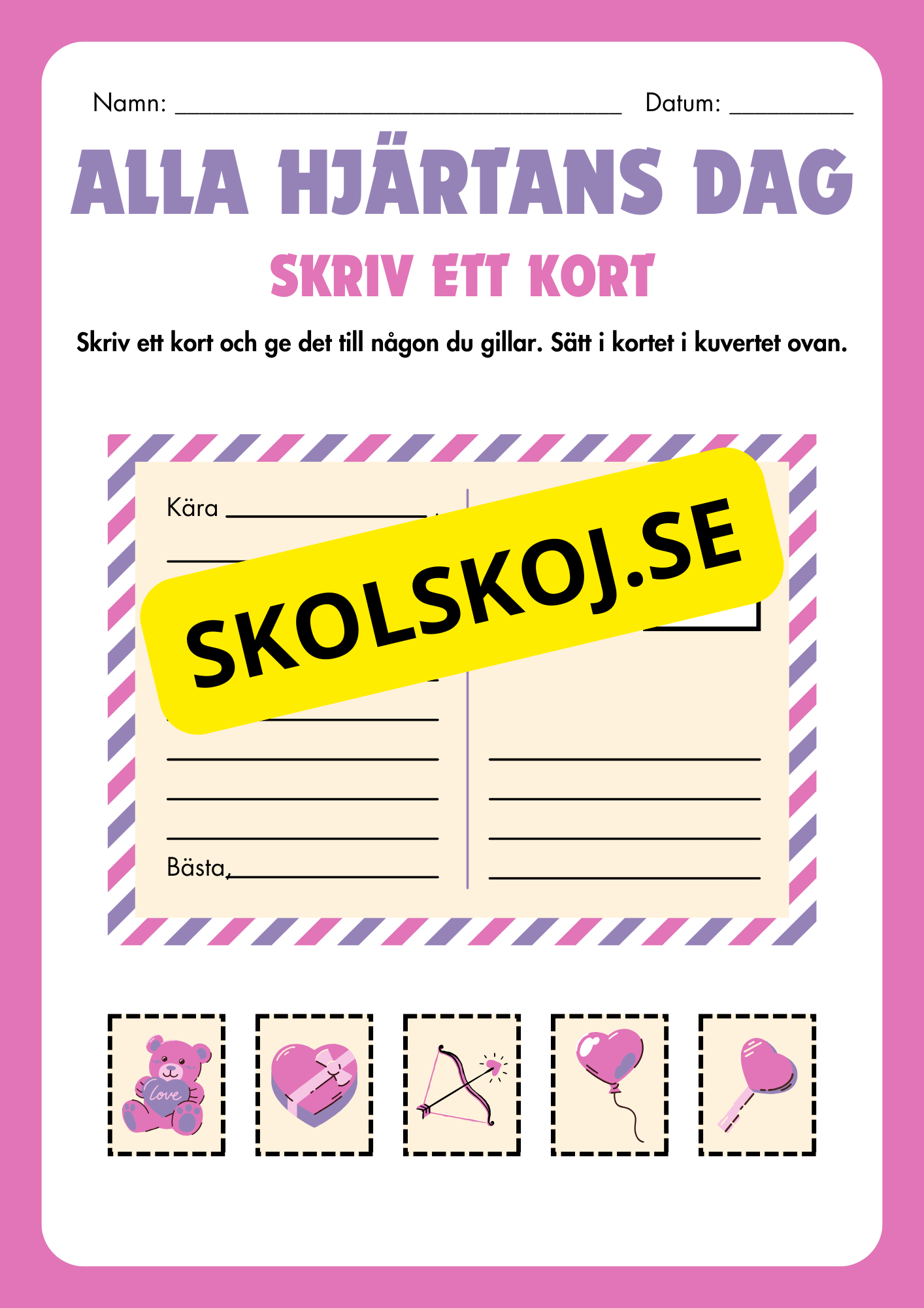 Alla hjärtans dag - Skriv ett kort och skapa ett kuvert