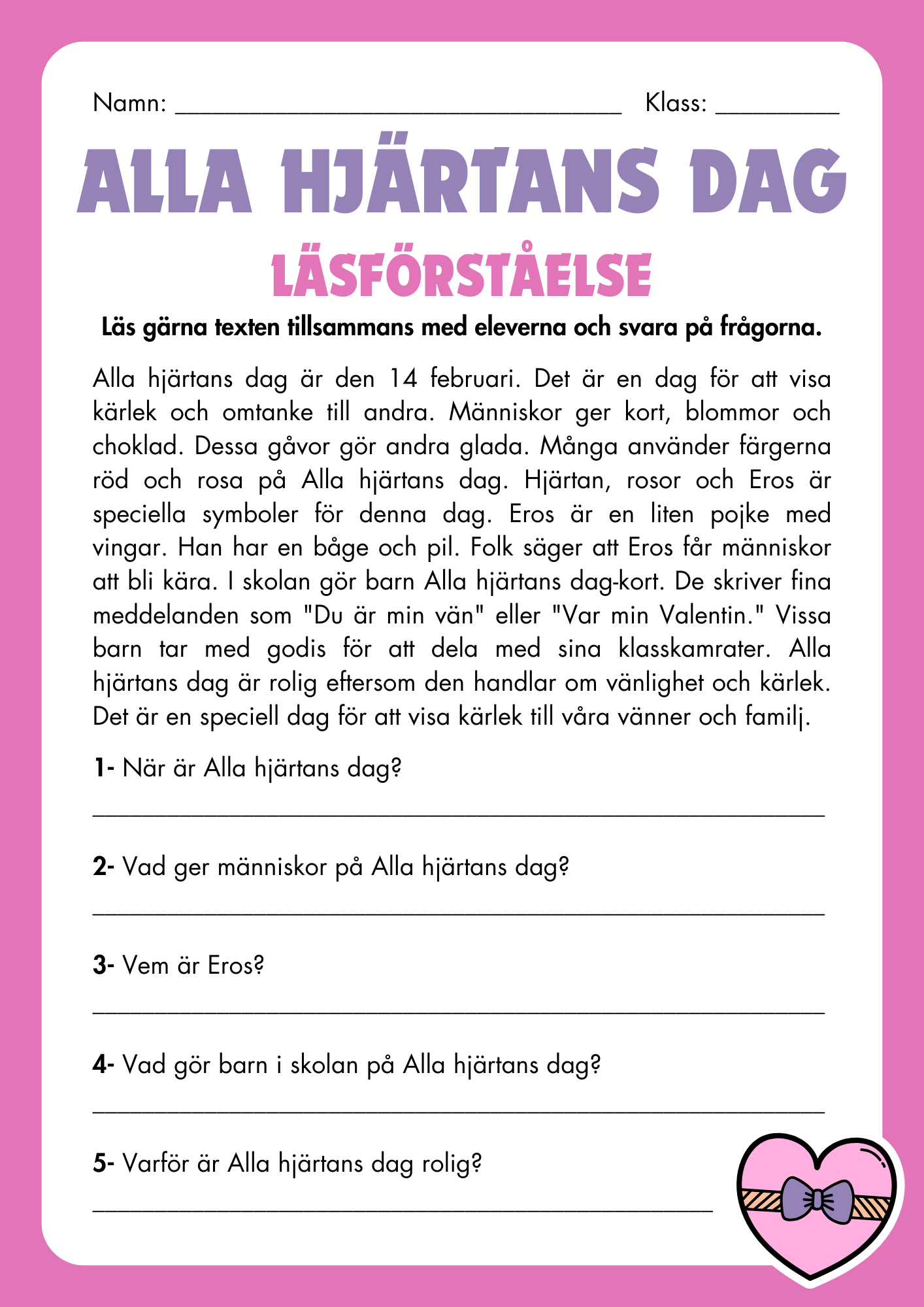 Alla hjärtans dag - Häfte