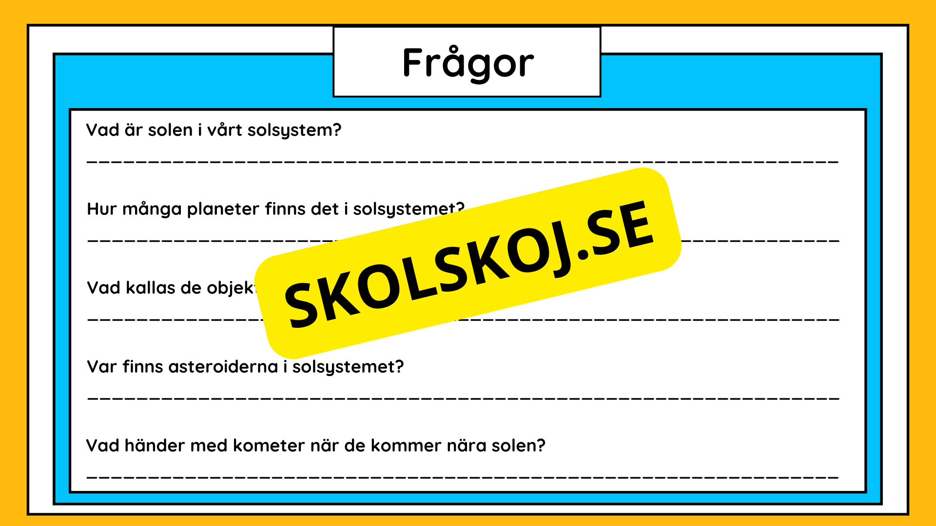 Allt om vårt solsystem - Kort fakta + frågor