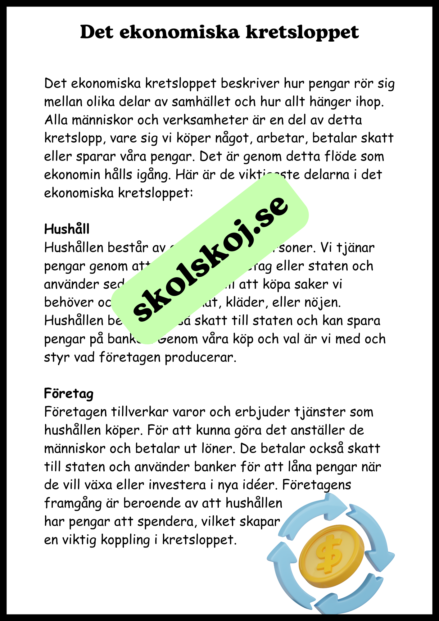 Arbete, pengar och ekonomi - SO - Årskurs 4 - 6