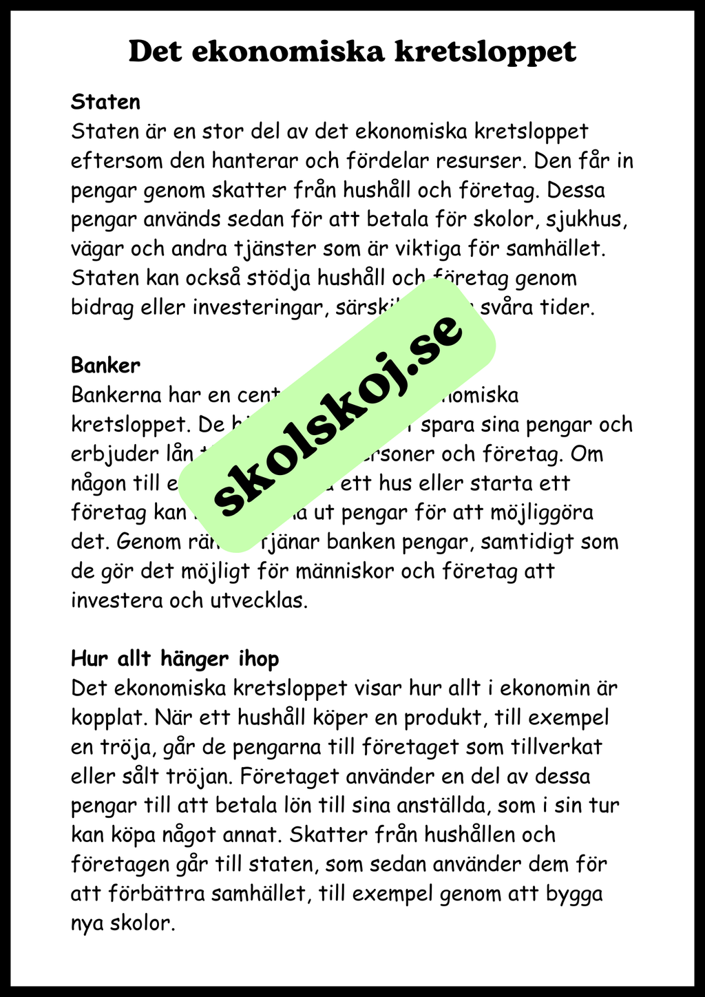 Arbete, pengar och ekonomi - SO - Årskurs 4 - 6