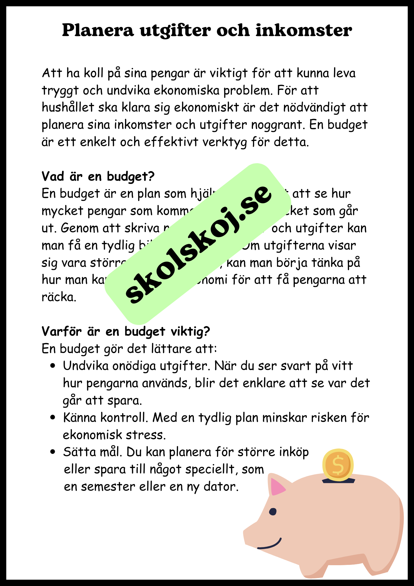 Arbete, pengar och ekonomi - SO - Årskurs 4 - 6