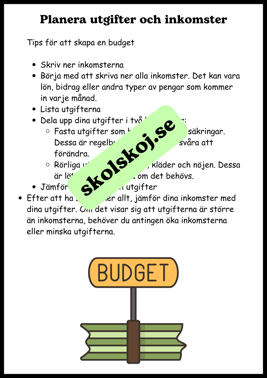 Arbete, pengar och ekonomi - SO - Årskurs 4 - 6