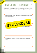 Area och omkrets - Årskurs 4 - 5