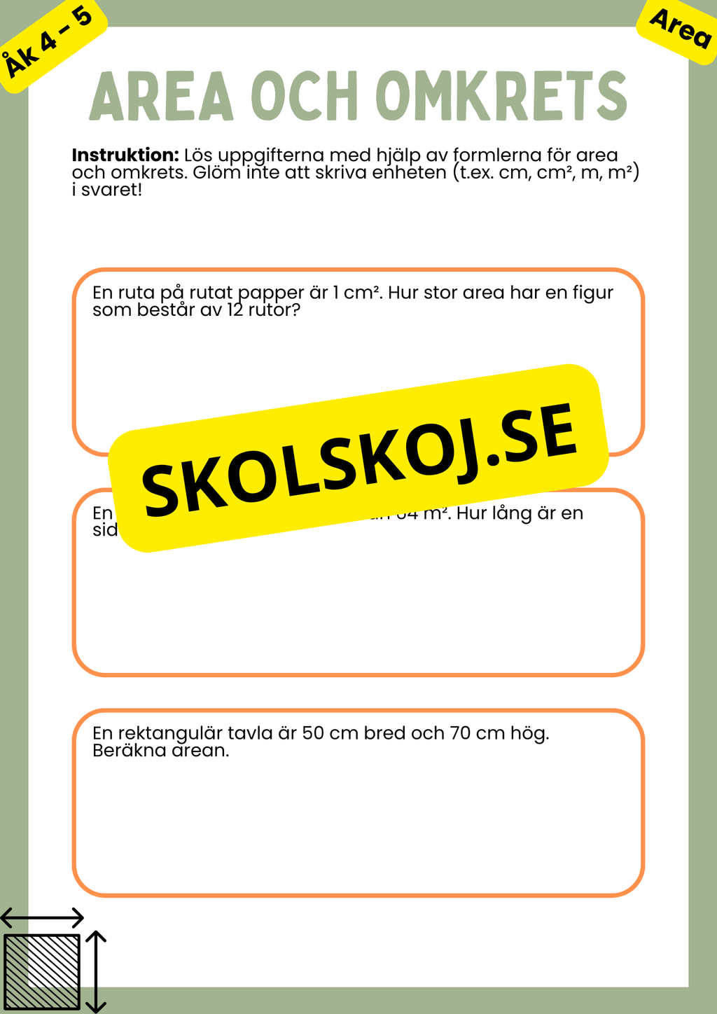Area och omkrets - Årskurs 4 - 5