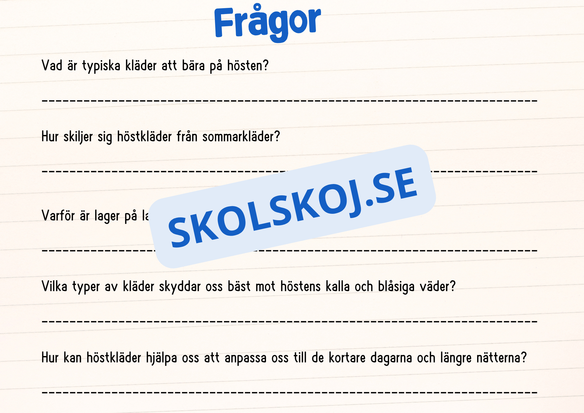 Årstiderna - Läsförståelse och frågor