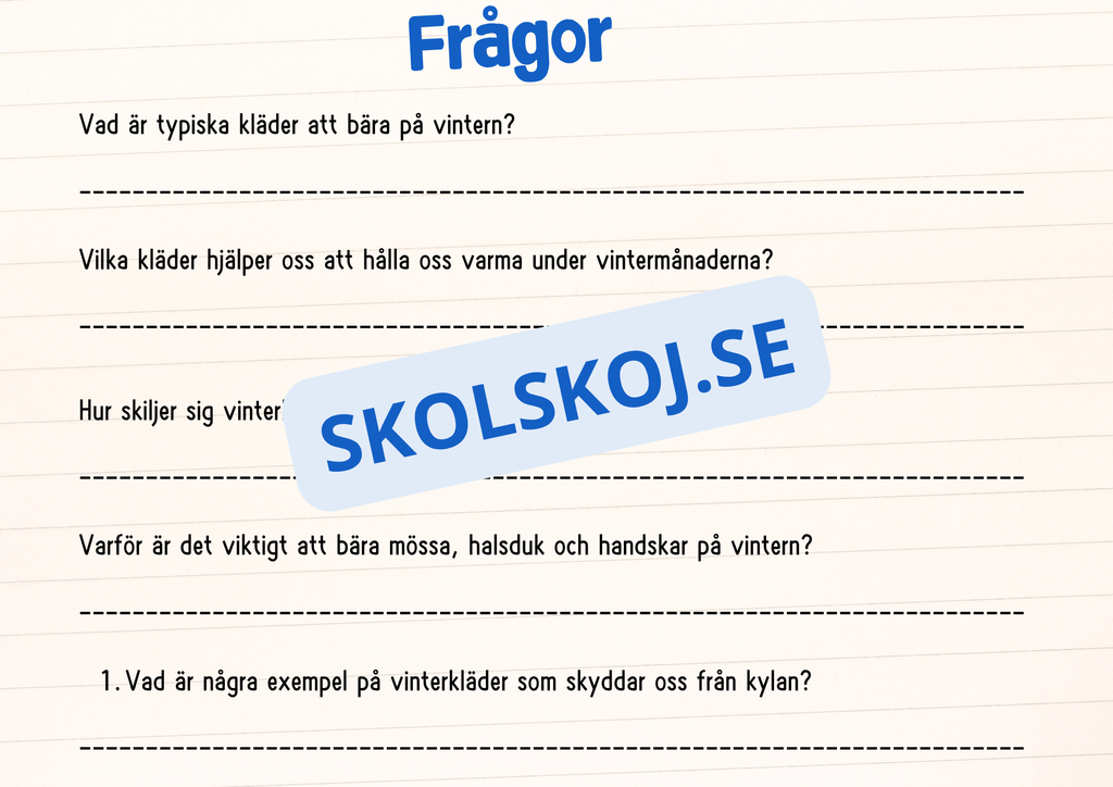 Årstiderna - Läsförståelse och frågor