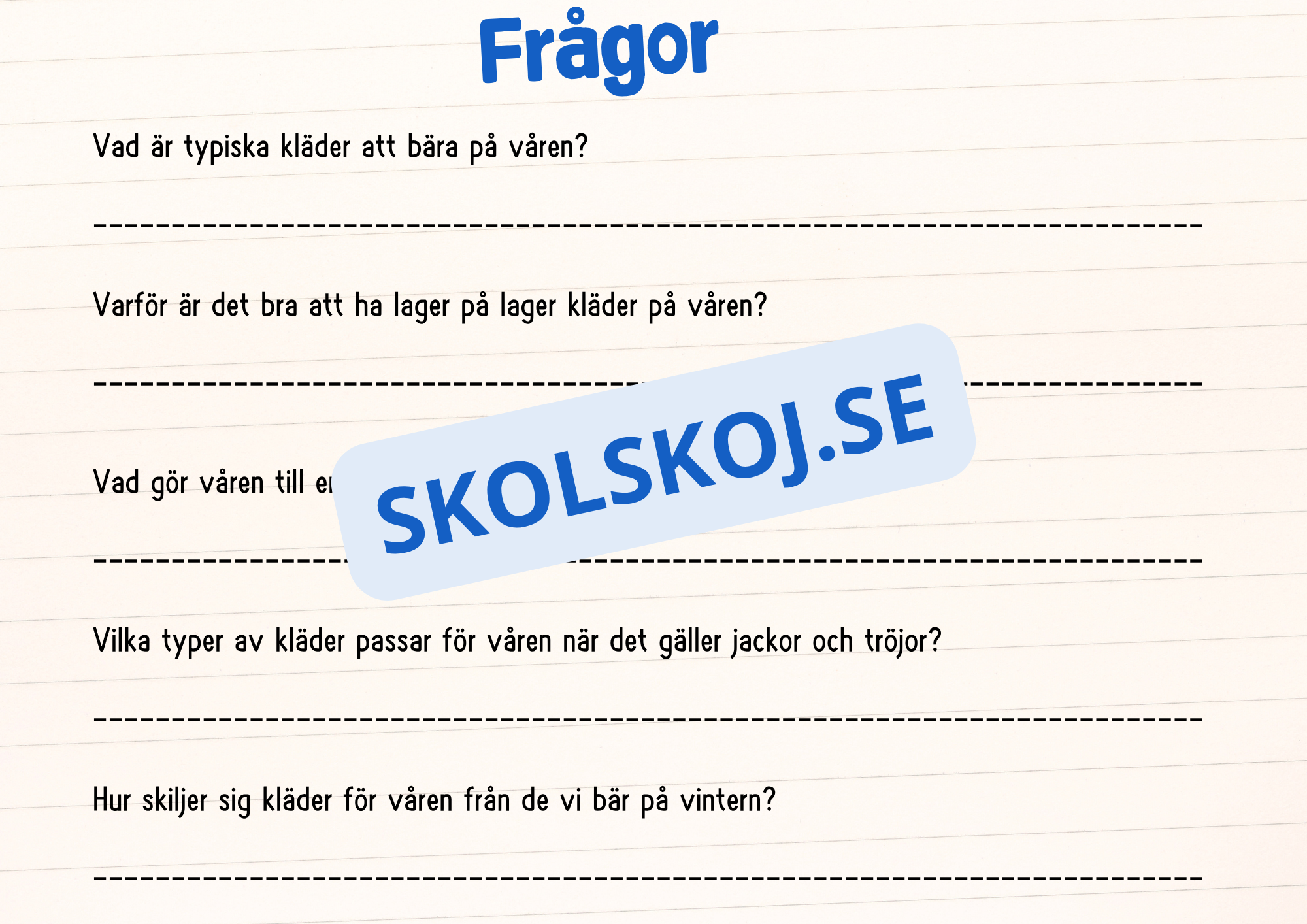 Årstiderna - Läsförståelse och frågor