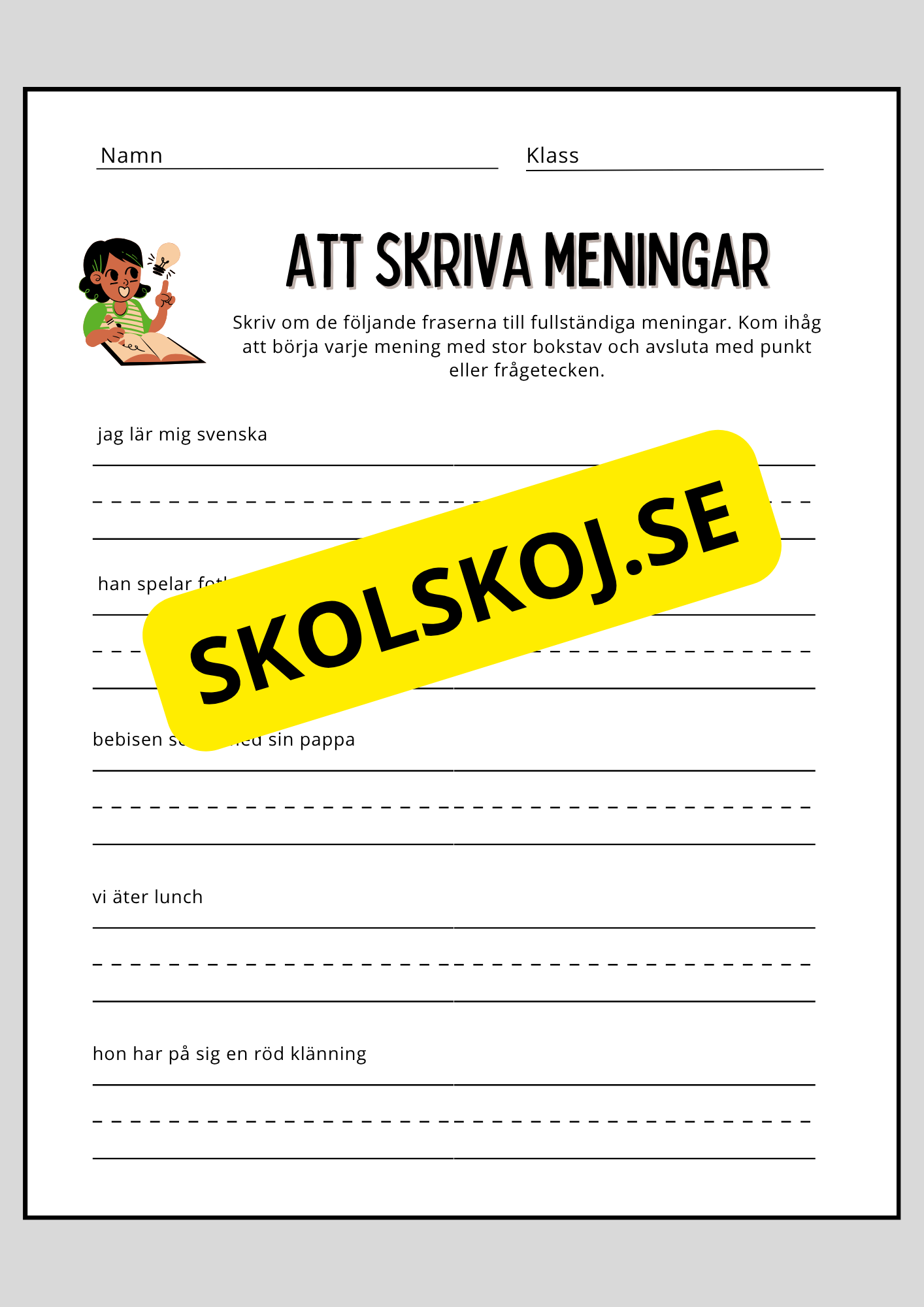 Att skriva meningar - Häfte