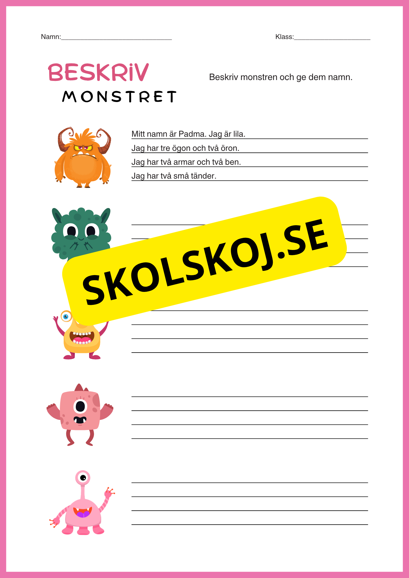 Beskriv monstret
