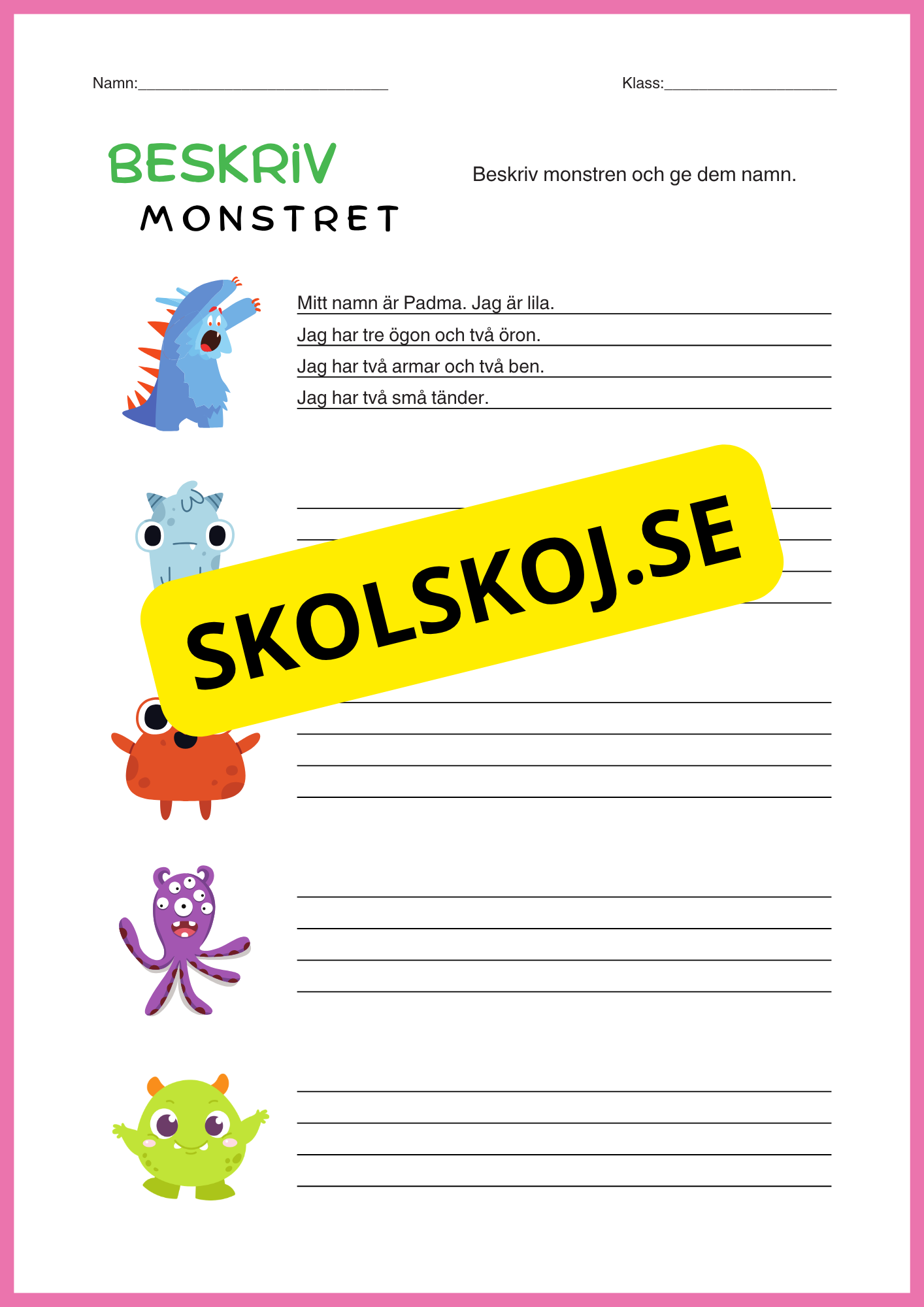Beskriv monstret