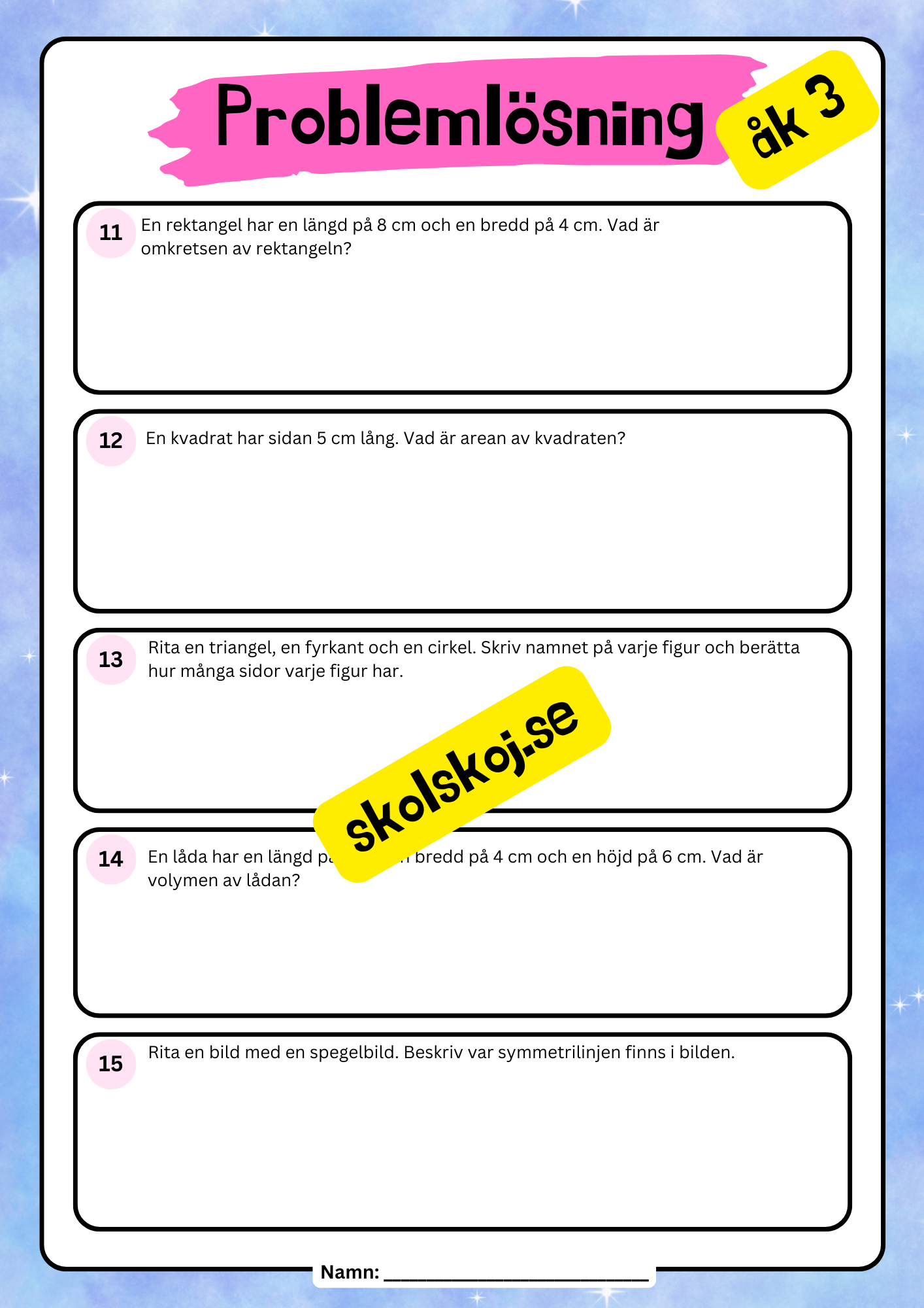 Blandade uppgifter - Problemlösning matematik årskurs 3