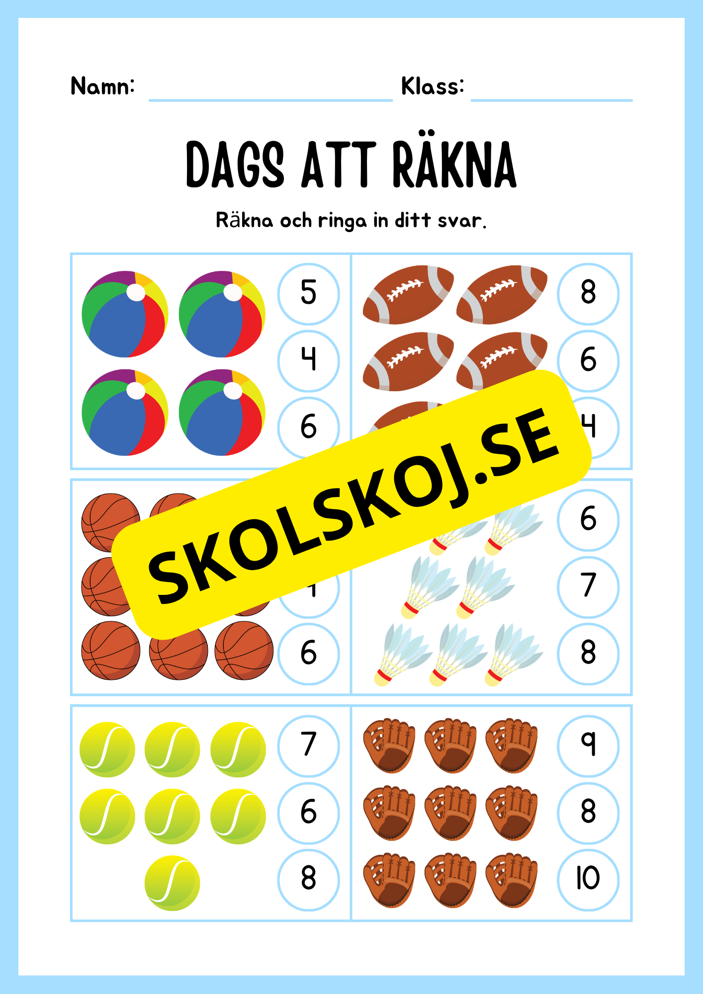 Blandade uppgifter - Förskoleklass- Årskurs 1