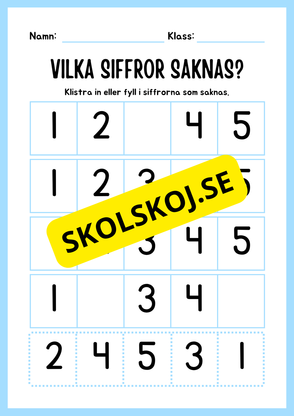 Blandade uppgifter - Förskoleklass- Årskurs 1