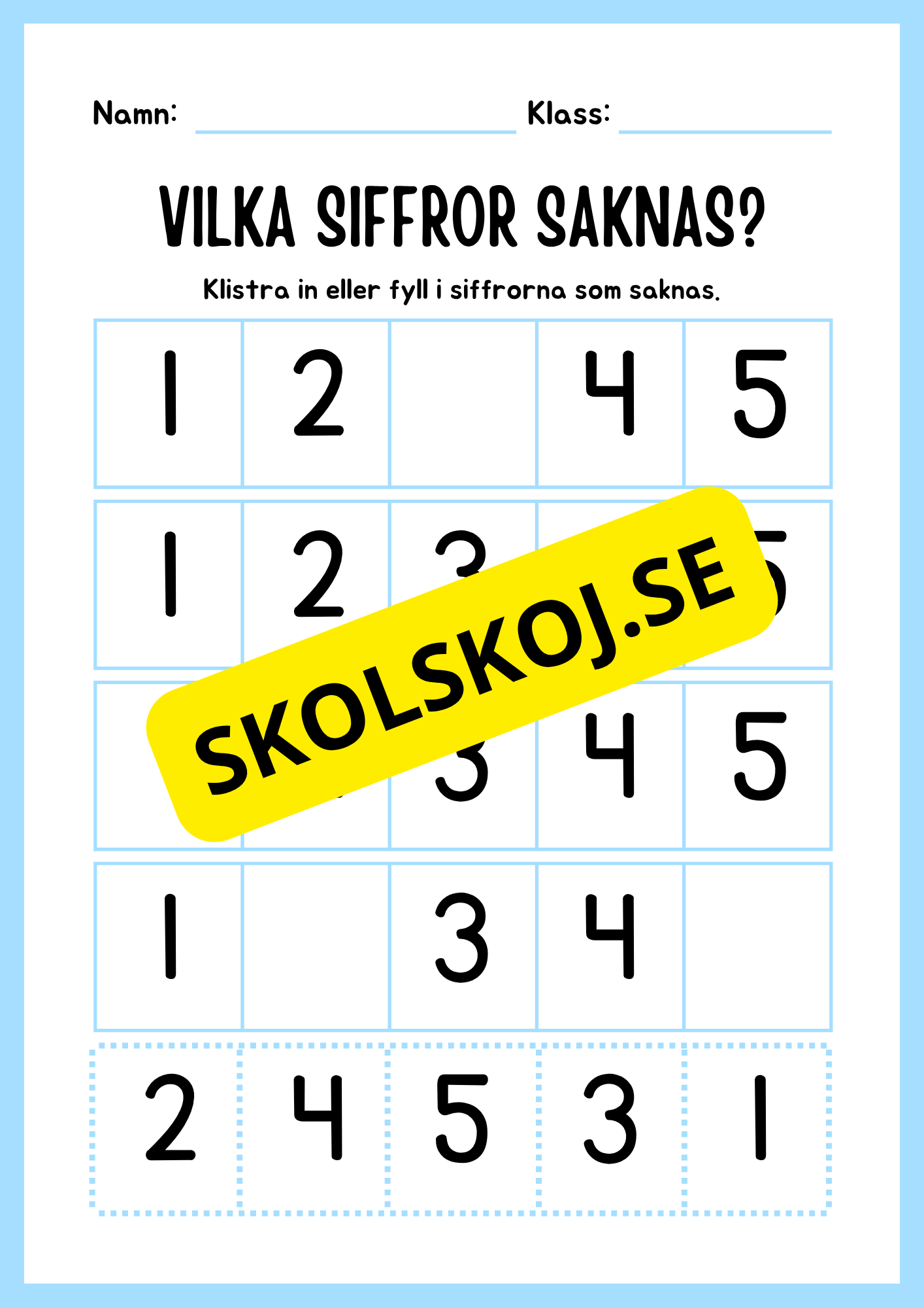 Blandade uppgifter - Förskoleklass- Årskurs 1
