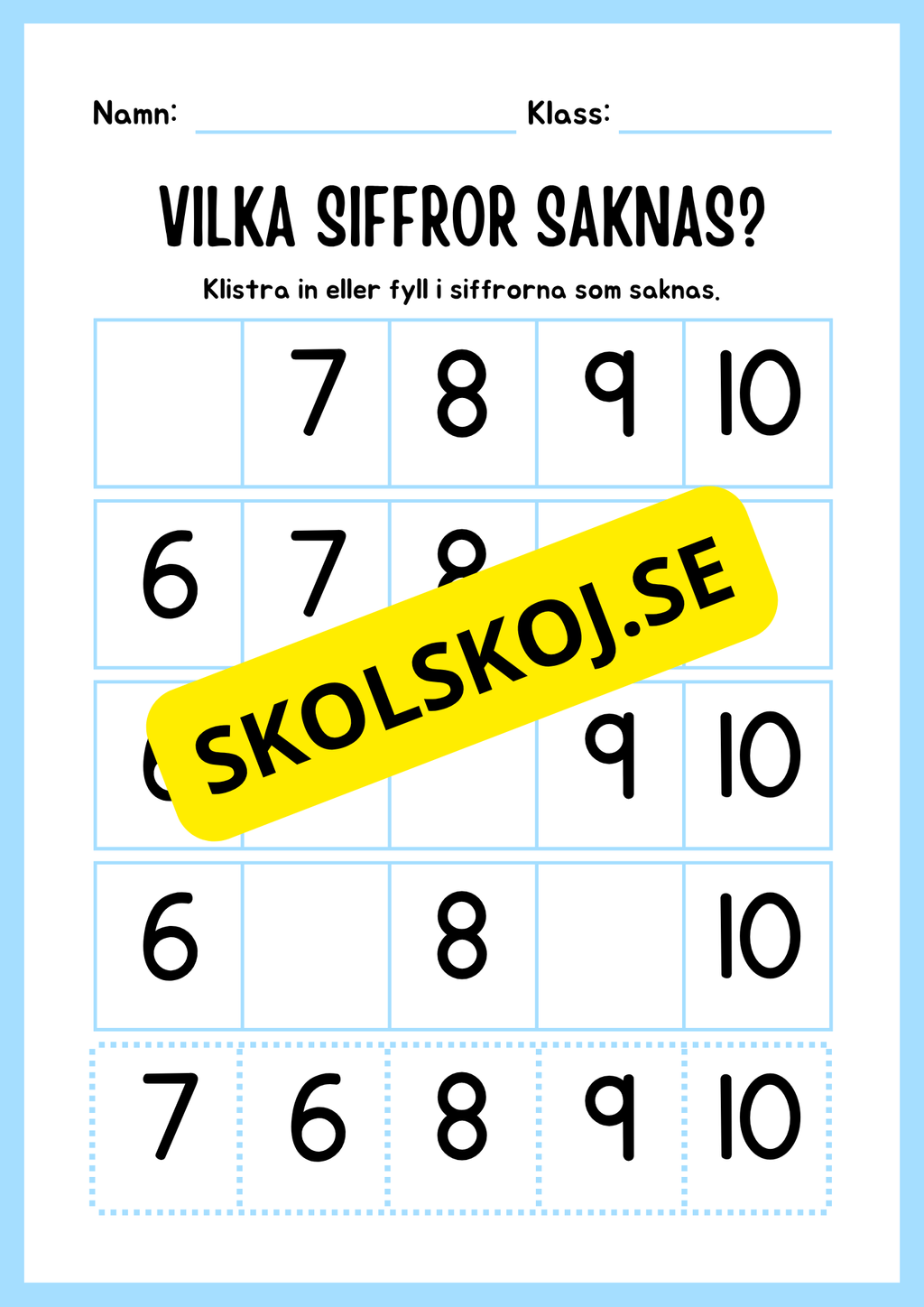 Blandade uppgifter - Förskoleklass- Årskurs 1