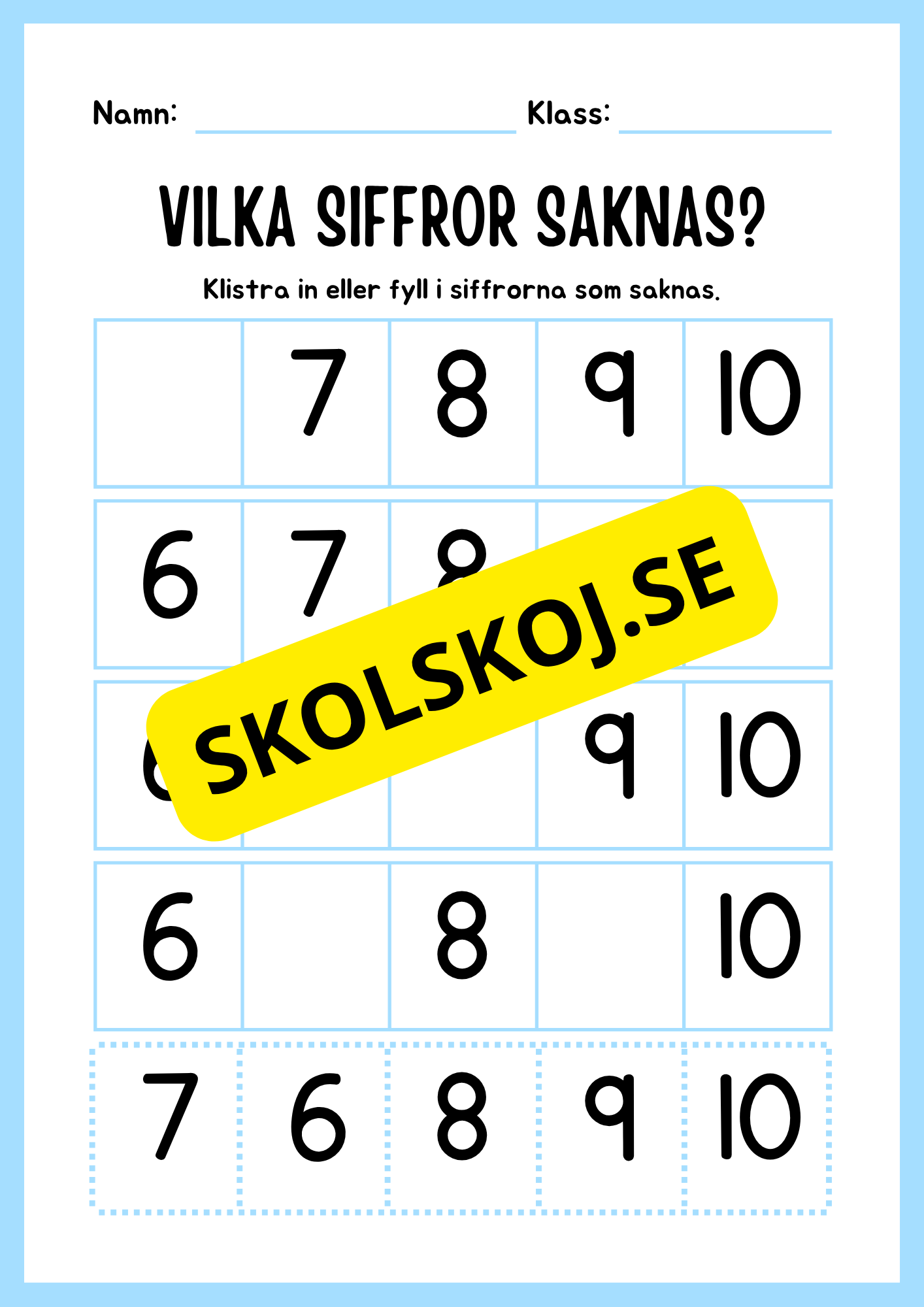 Blandade uppgifter - Förskoleklass- Årskurs 1