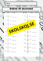 Bråk- och decimaltal - Årskurs 4 - 6