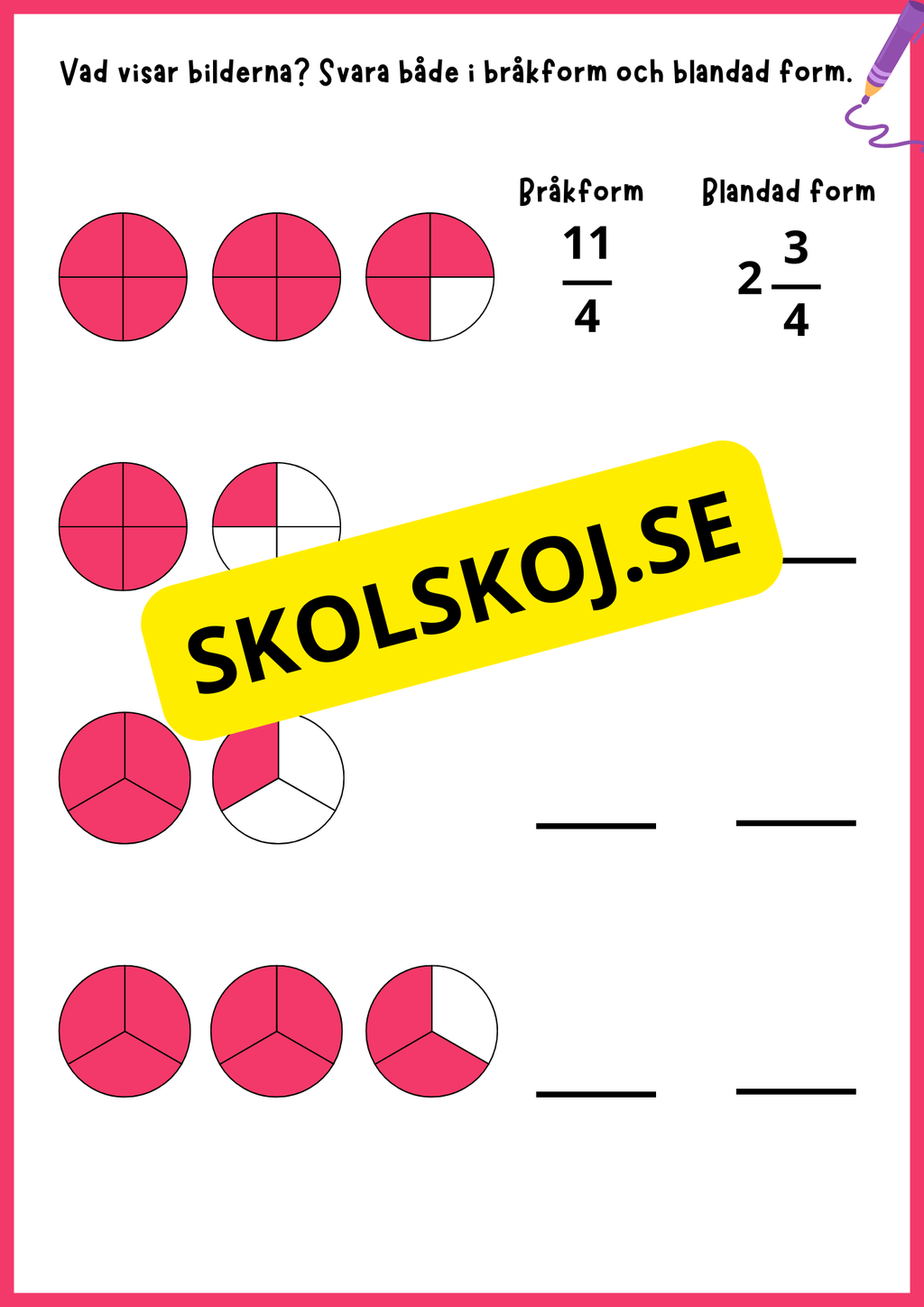 Bråkform och blandad form - Årskurs 4 - 6