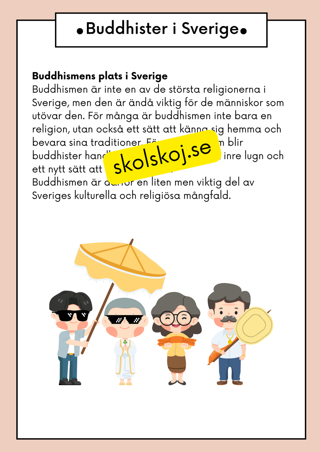 Buddhism - Läsförståelse och frågor - Åk 4 - 6