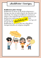 Buddhism - Läsförståelse och frågor - Åk 4 - 6