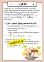 Buddhism - Läsförståelse och frågor - Åk 4 - 6