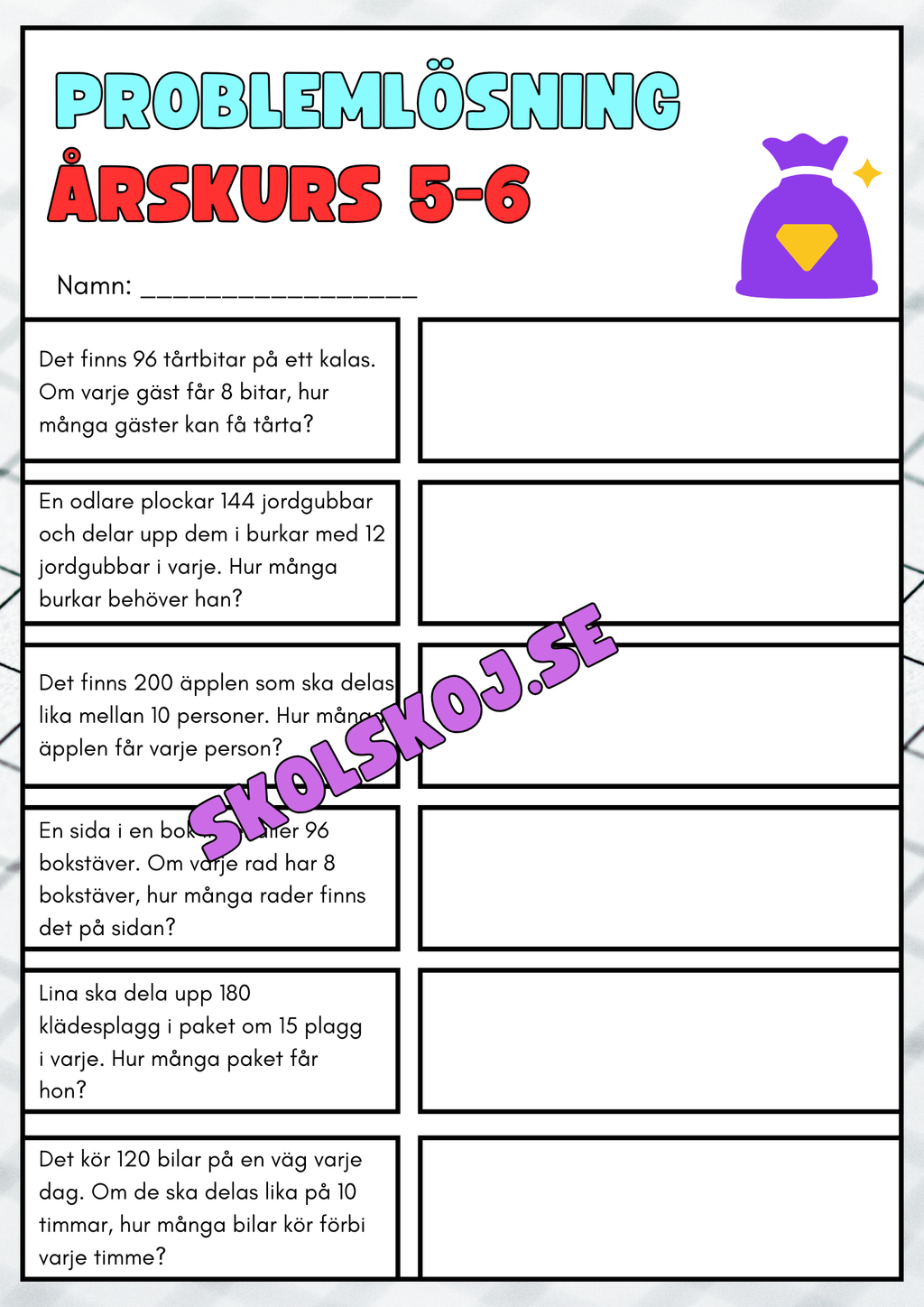 Problemlösning division - Årskurs 5 - 6