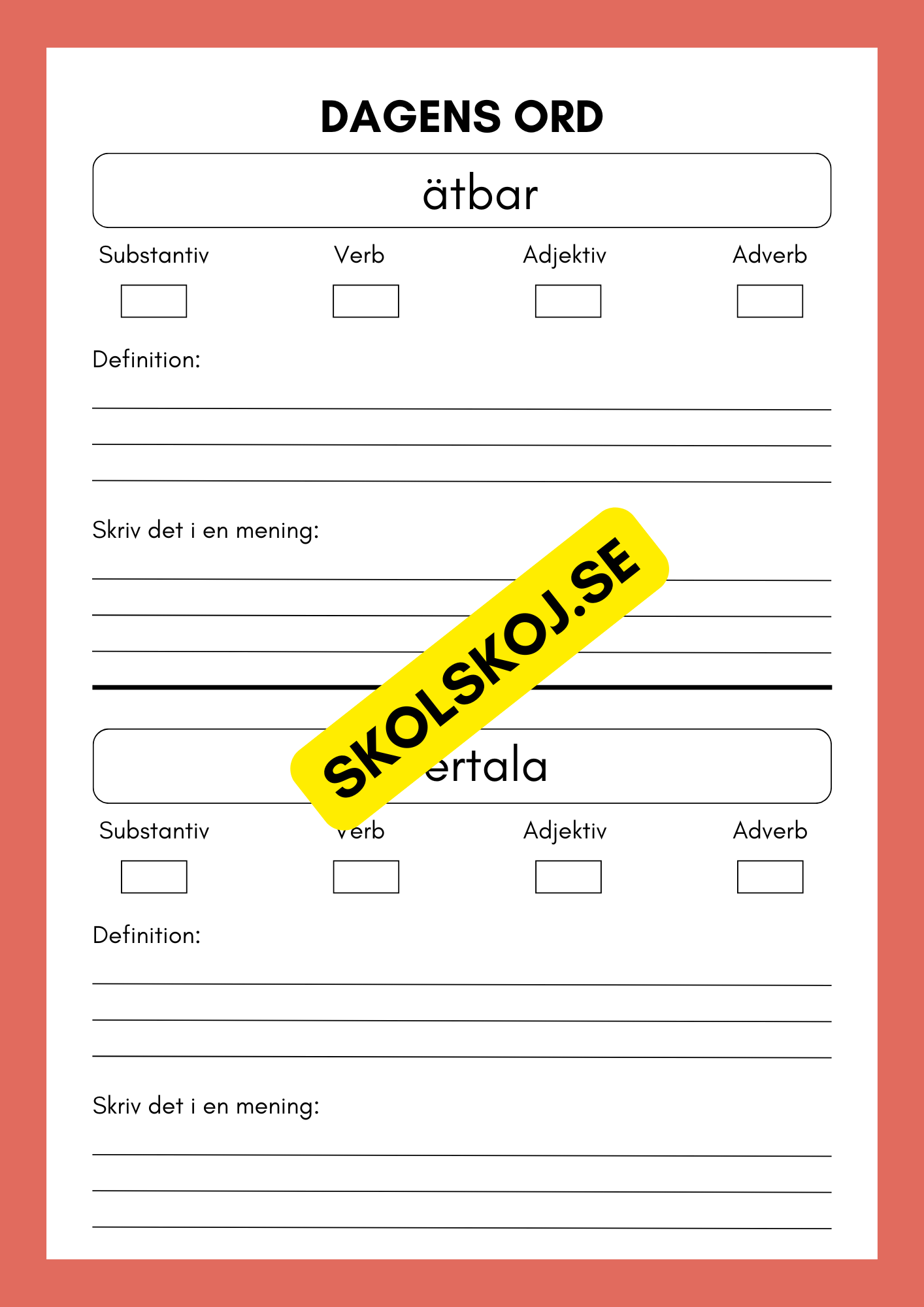 Dagens ord - Årskurs 3 - 6