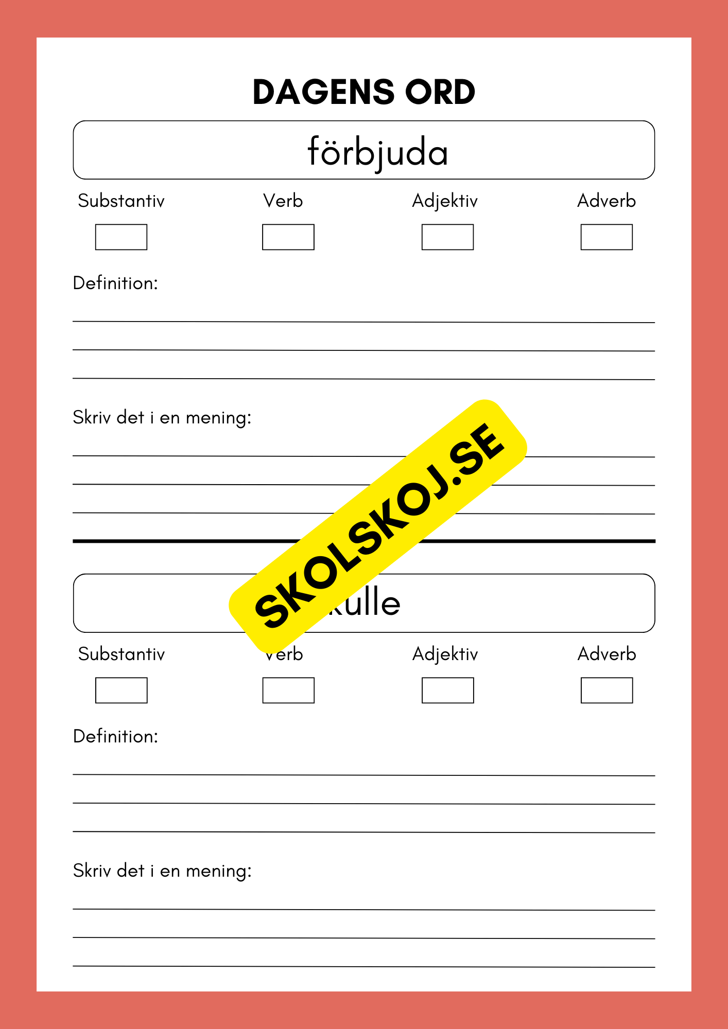 Dagens ord - Årskurs 3 - 6