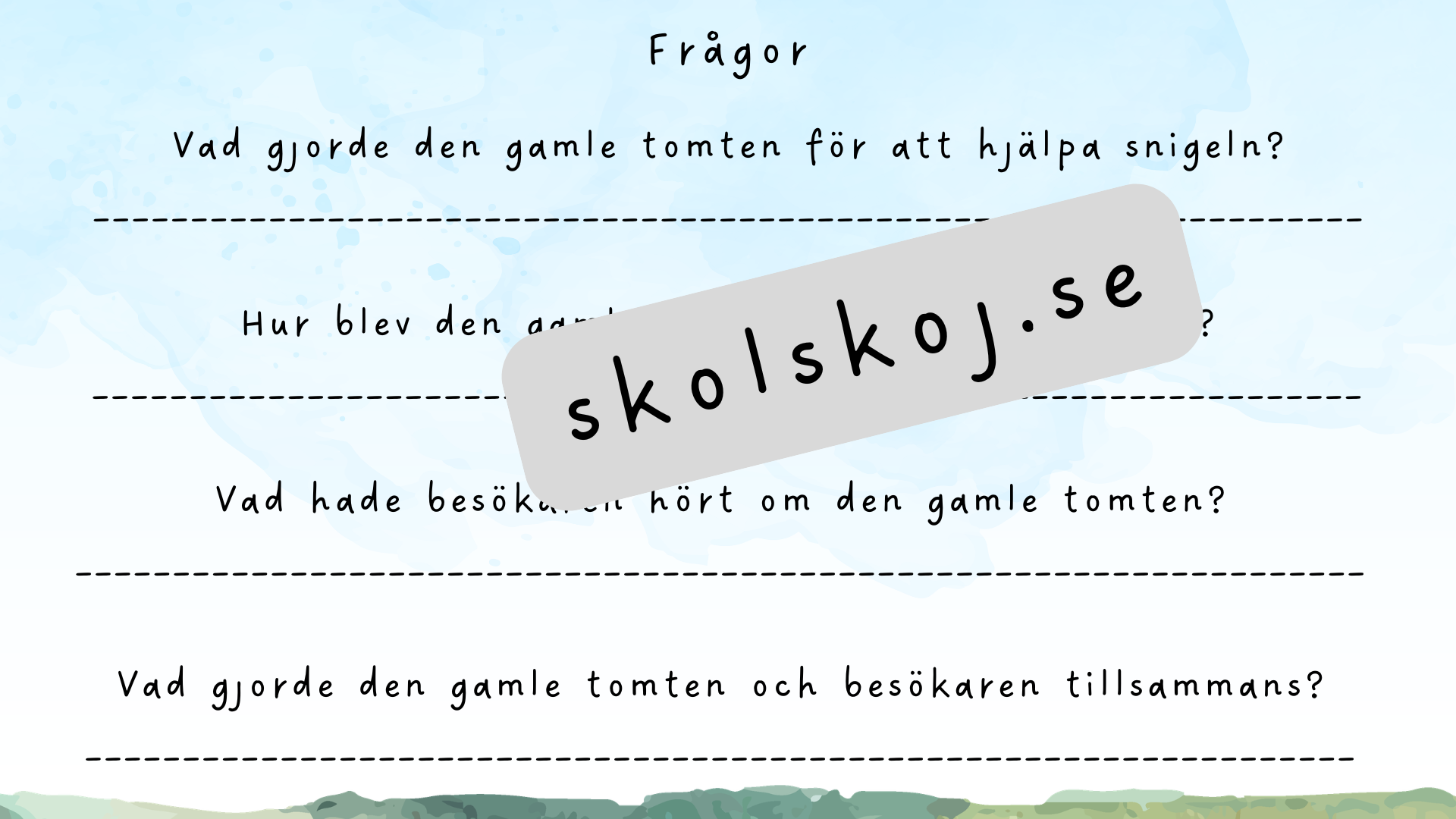 Den gamle tomtens vänskapsgåva - Läsförståelse + frågor