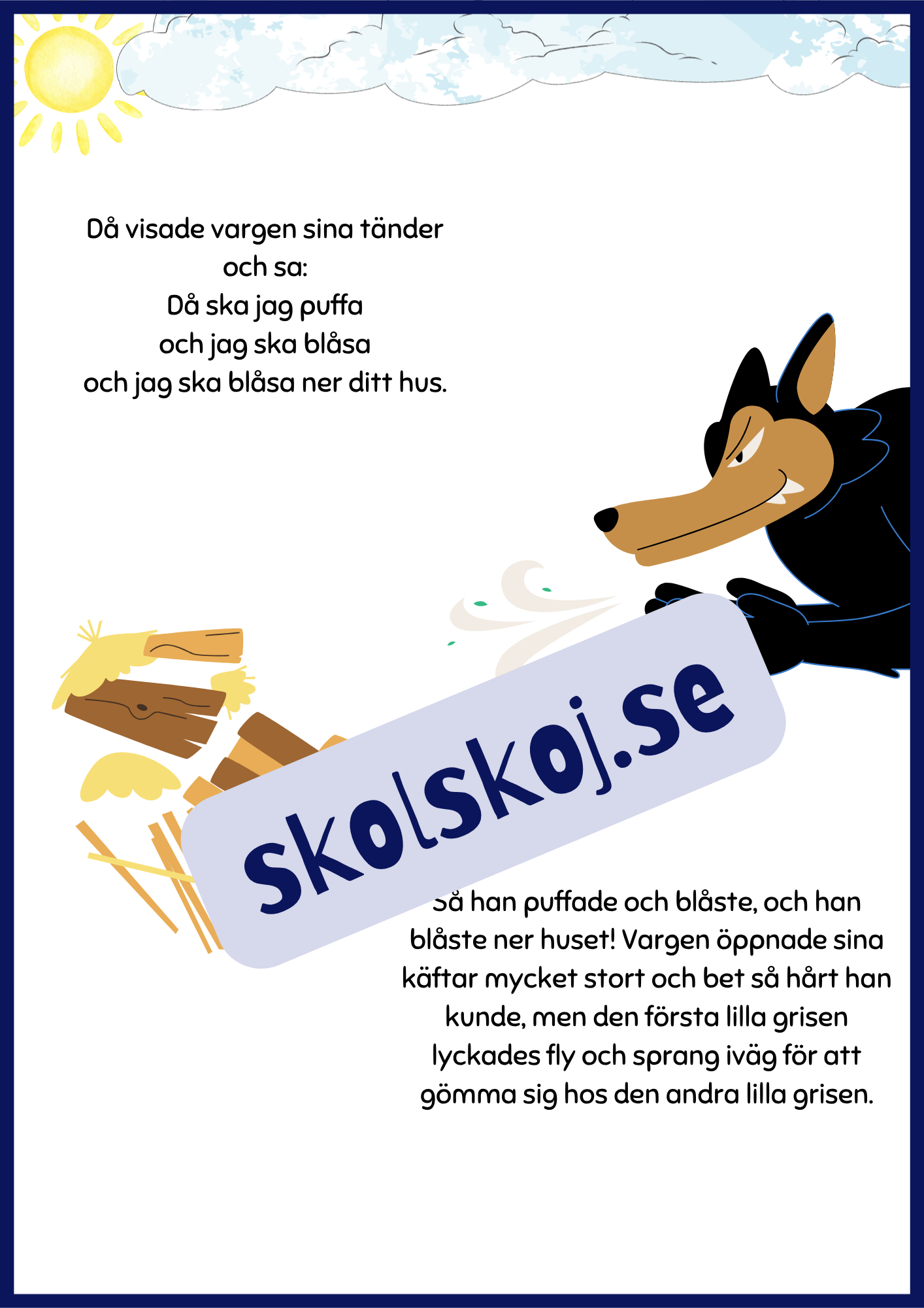 De tre små grisarna - Läsförståelse + frågor