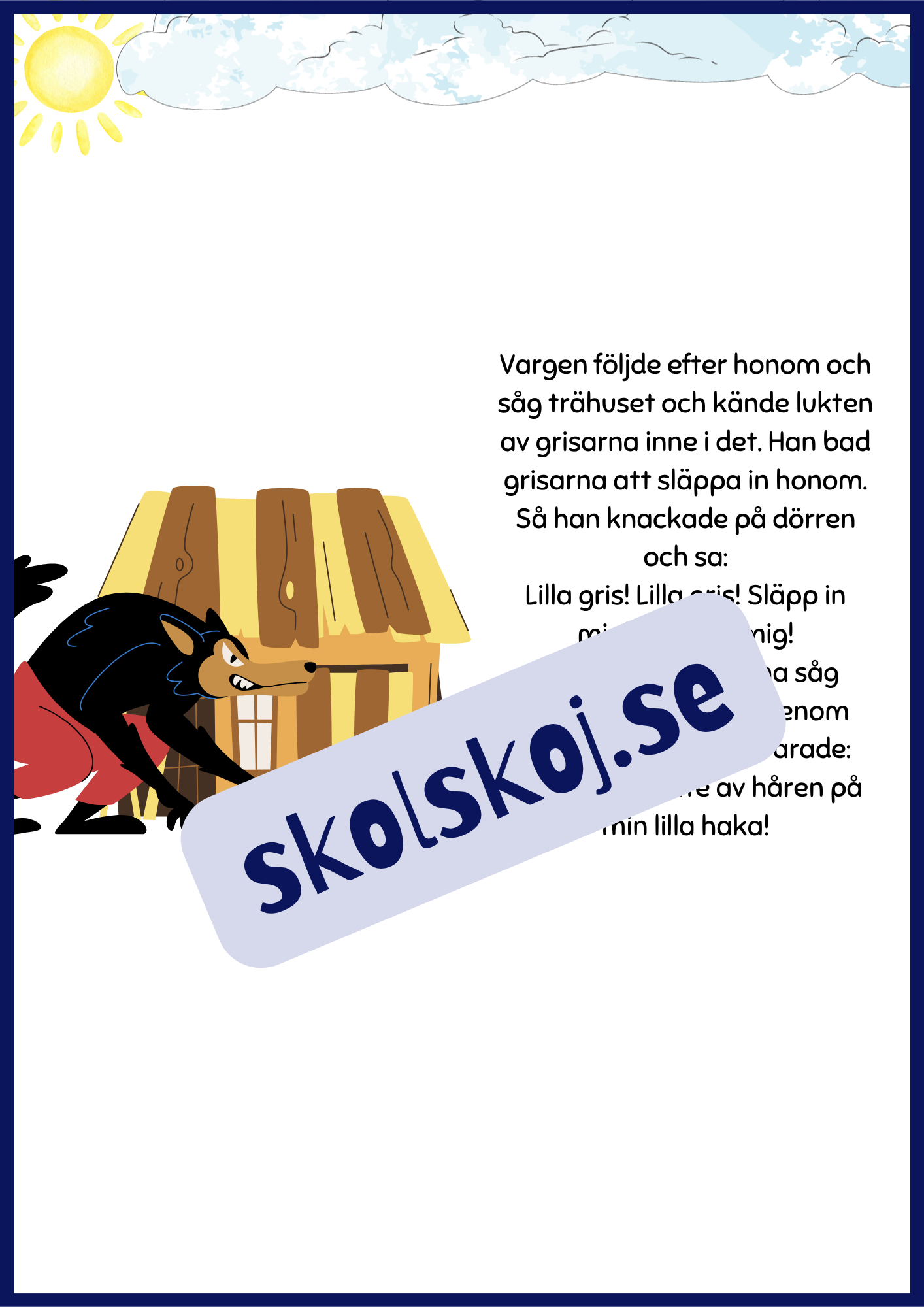 De tre små grisarna - Läsförståelse + frågor