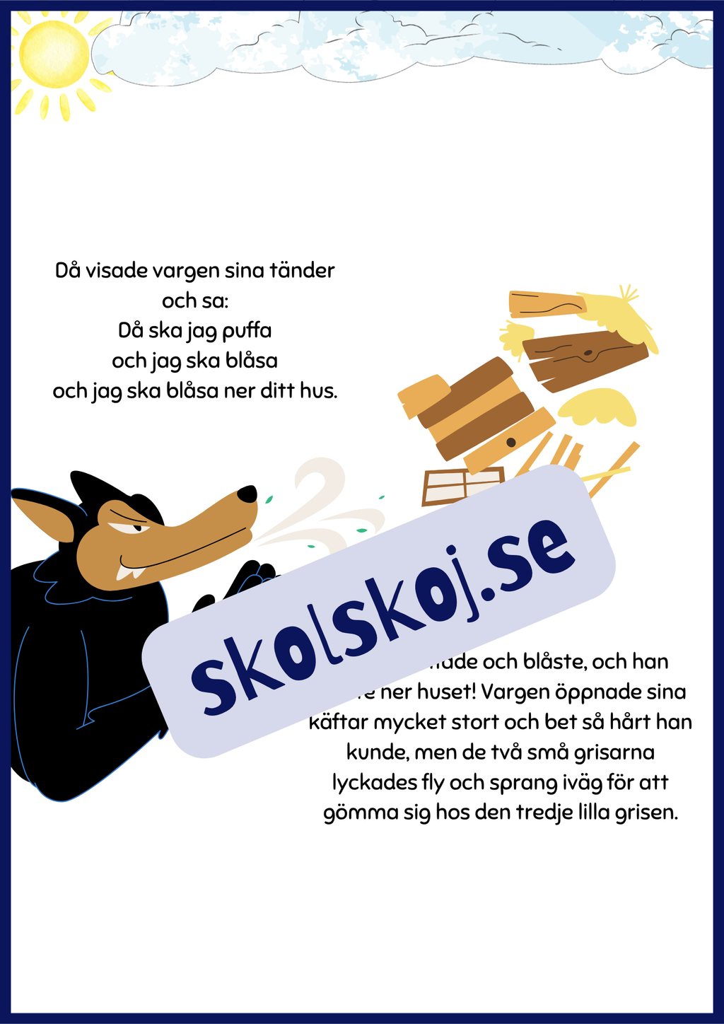 De tre små grisarna - Läsförståelse + frågor