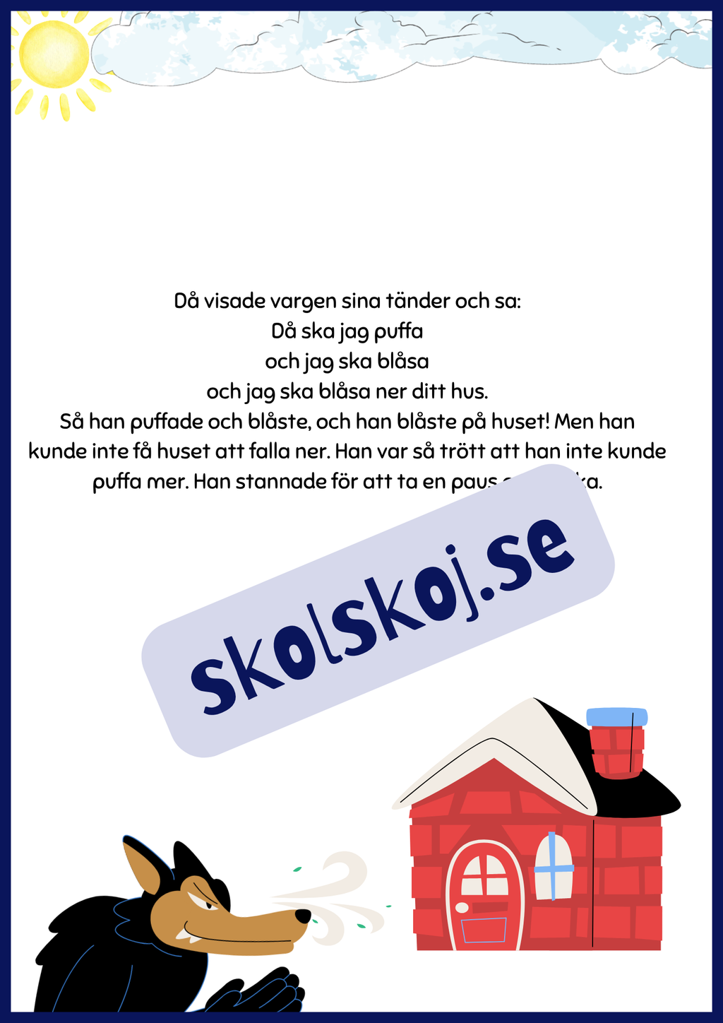 De tre små grisarna - Läsförståelse + frågor