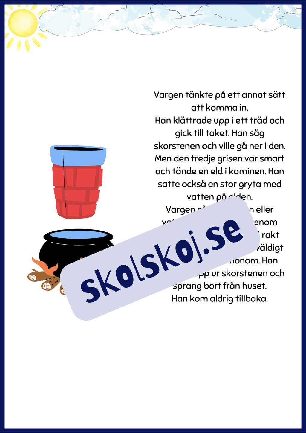 De tre små grisarna - Läsförståelse + frågor