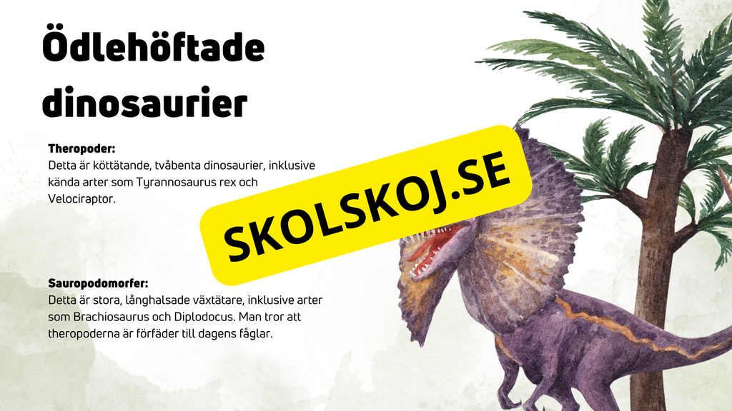 Dinosauriernas systematik + frågor - Årskurs 6 - 9
