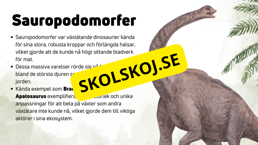 Dinosauriernas systematik + frågor - Årskurs 6 - 9