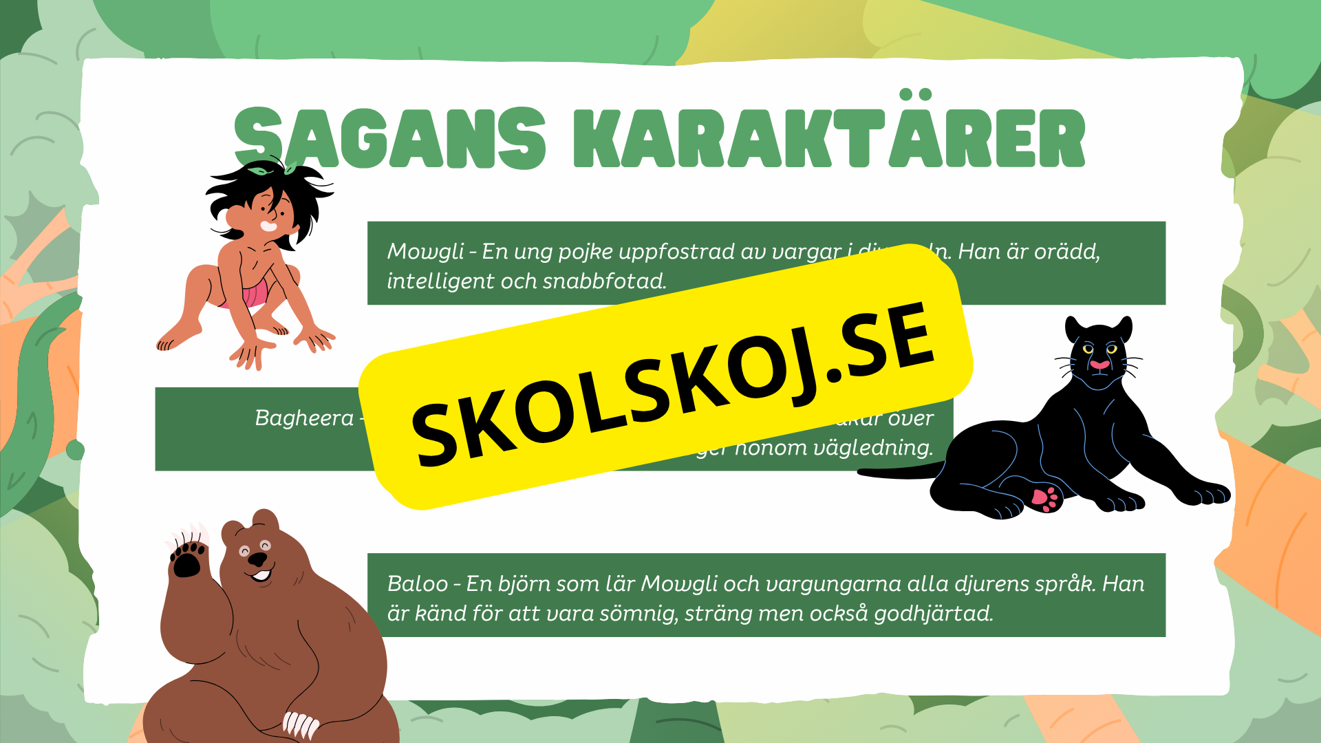 Djungelboken - Läsförståelse och frågor