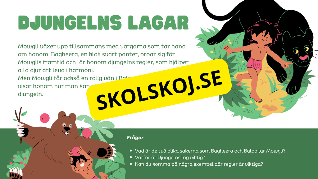 Djungelboken - Läsförståelse och frågor