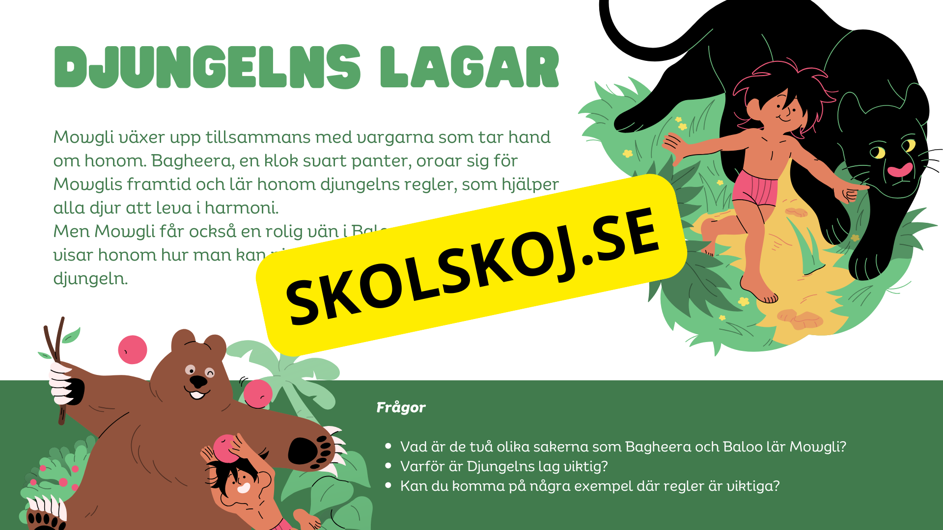 Djungelboken - Läsförståelse och frågor